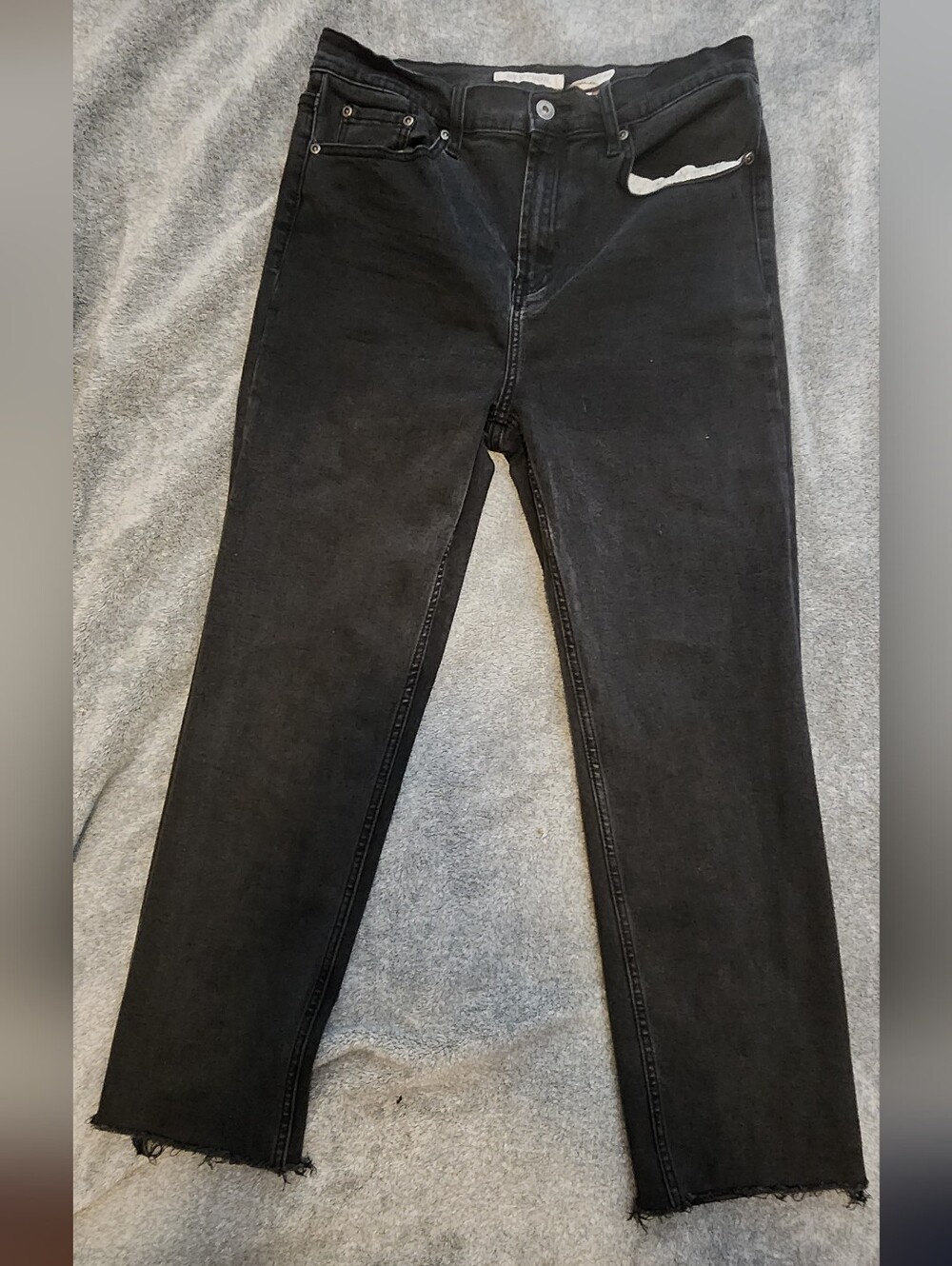 Stetson Women’s High Rise Straight Crop Jeans Size 12 Black Raw Hem Cropped
